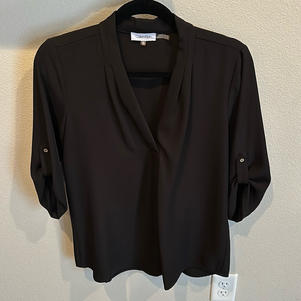 Black V Neck Blouse - Calvin Klein